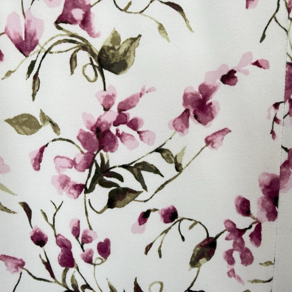 Ralph Lauren Ivory Pink Floral Jersey Surplice Stretch Sheath Dress Size 16 - Picture 5 of 10